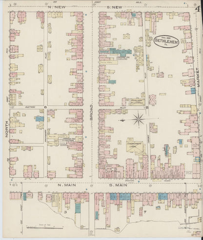 Sanborn Fire Insurance Map from Bethlehem, Northampton And Lehigh Counties, Pennsylvania (1885), Sheet #0004 - Complete Map Set gallery image, historic Sanborn map, vintage wall art, Pennsylvania Pennsylvania