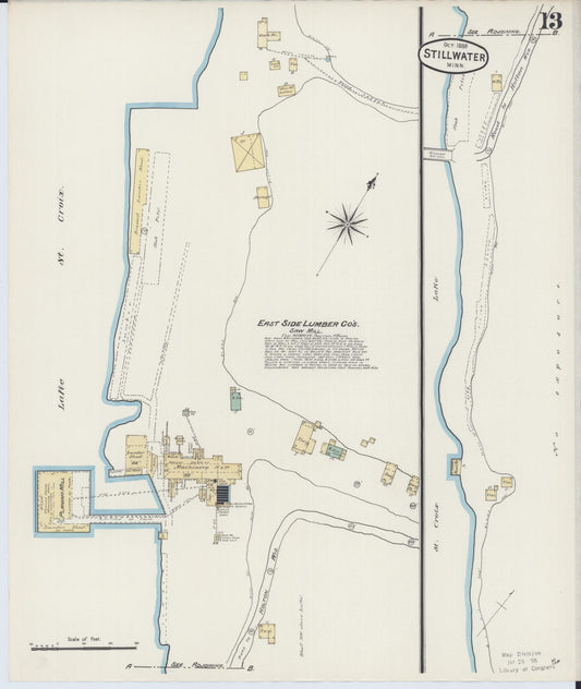 Sanborn Fire Insurance Map from Stillwater, Washington County, Minnesota (1888), Sheet #0013 - Historic Sanborn Fire Insurance Map Print, vintage old map wall art, antique decor, genealogy gift, Minnesota Minnesota map