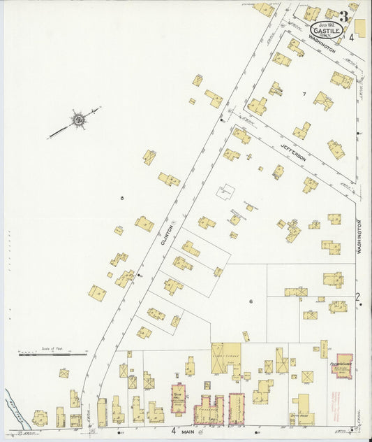 Sanborn Fire Insurance Map from Castile, Wyoming County, New York (1912), Sheet #0003 - Historic Sanborn Fire Insurance Map Print, vintage old map wall art, antique decor, genealogy gift, Castile Wyoming map