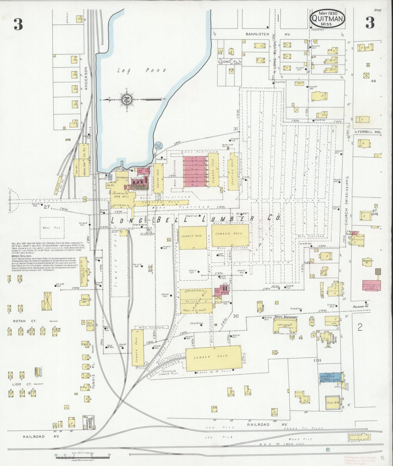 Sanborn Fire Insurance Map from Quitman, Clarke County, Mississippi (1930), Sheet #0003 - Complete Map Set gallery image, historic Sanborn map, vintage wall art, Mississippi Mississippi