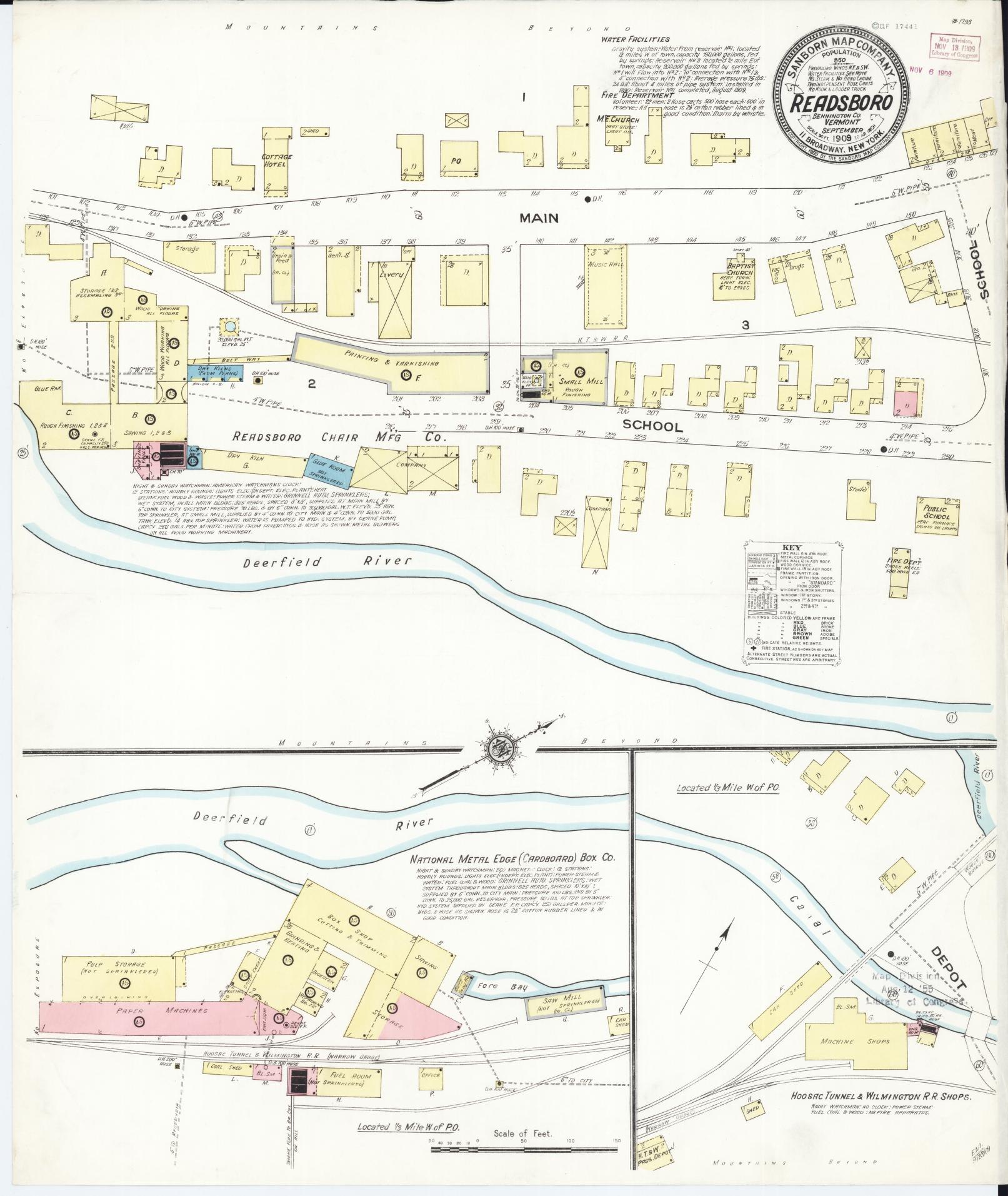 Sanborn Fire Insurance Map from Readsboro, Bennington County, Vermont. (1909) – Historic Sanborn Fire Insurance Map Print