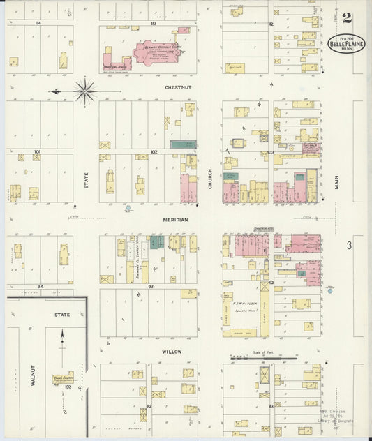 Sanborn Fire Insurance Map from Belle Plaine, Scott County, Minnesota (1909), Sheet #0002 - Historic Sanborn Fire Insurance Map Print, vintage old map wall art, antique decor, genealogy gift, Minnesota Minnesota map