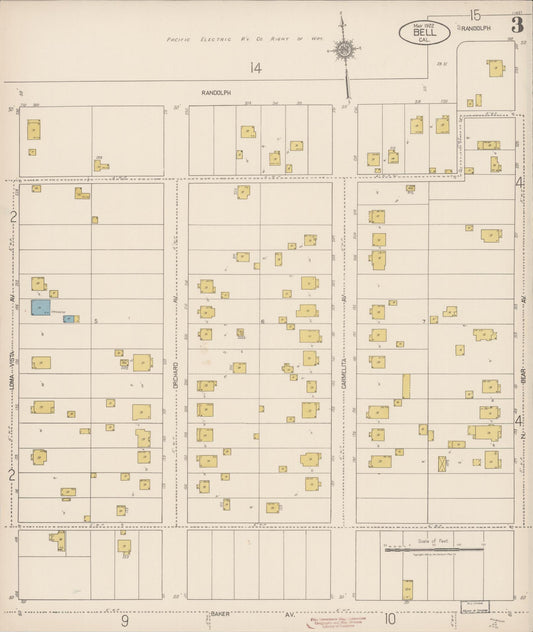 Sanborn Fire Insurance Map from Bell, Los Angeles County, California (1922), Sheet #0003 - Historic Sanborn Fire Insurance Map Print, vintage old map wall art, antique decor, genealogy gift, California California map