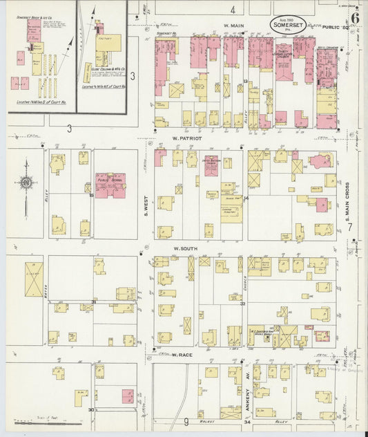 Sanborn Fire Insurance Map from Somerset, Somerset County, Pennsylvania (1910), Sheet #0006 - Historic Sanborn Fire Insurance Map Print, vintage old map wall art, antique decor, genealogy gift, Pennsylvania Pennsylvania map