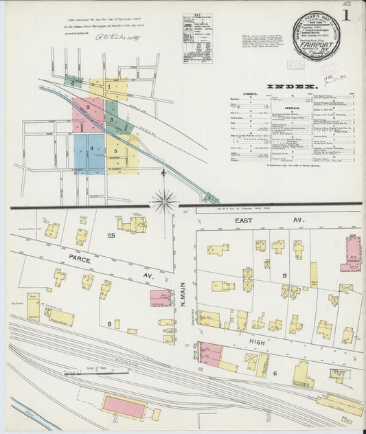 Sanborn Fire Insurance Map from Fairport, Monroe County, New York (1892), Sheet #0001 - Historic Sanborn Fire Insurance Map Print, vintage old map wall art, antique decor, genealogy gift, New York New York map
