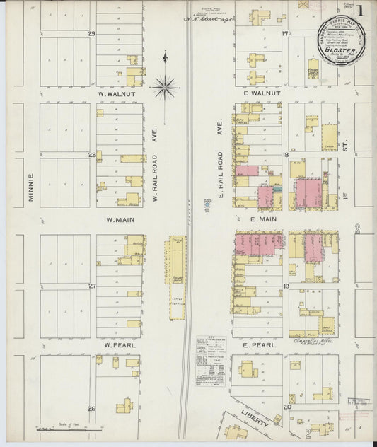 Sanborn Fire Insurance Map from Gloster, Amite County, Mississippi (1893), Sheet #0001 - Complete Map Set gallery image, historic Sanborn map, vintage wall art, Mississippi Mississippi