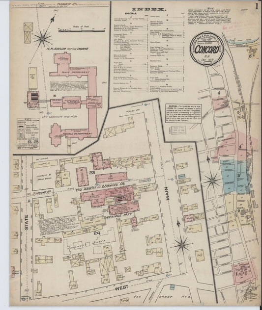 Sanborn Fire Insurance Map from Concord, Merrimack County, New Hampshire (1879), Sheet #0001 - Complete Map Set gallery image, historic Sanborn map, vintage wall art, New Hampshire New Hampshire
