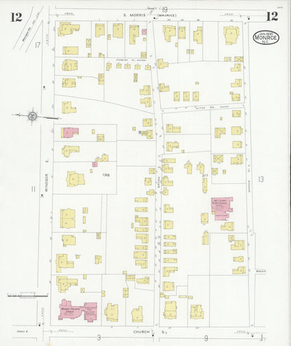 Sanborn Fire Insurance Map from Monroe, Union County, North Carolina (1930), Sheet #0012 - Complete Map Set gallery image, historic Sanborn map, vintage wall art, North Carolina North Carolina