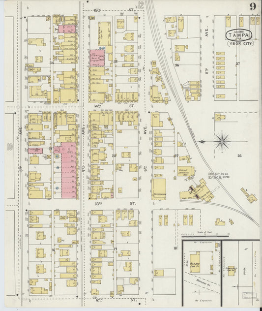 Sanborn Fire Insurance Map from Tampa, Hillsborough County, Florida (1895), Sheet #0013 - Historic Sanborn Fire Insurance Map Print, vintage old map wall art, antique decor, genealogy gift, Florida Florida map
