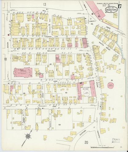Sanborn Fire Insurance Map from Biddeford, York County, Maine (1912), Sheet #0017 - Complete Map Set gallery image, historic Sanborn map, vintage wall art, Maine Maine