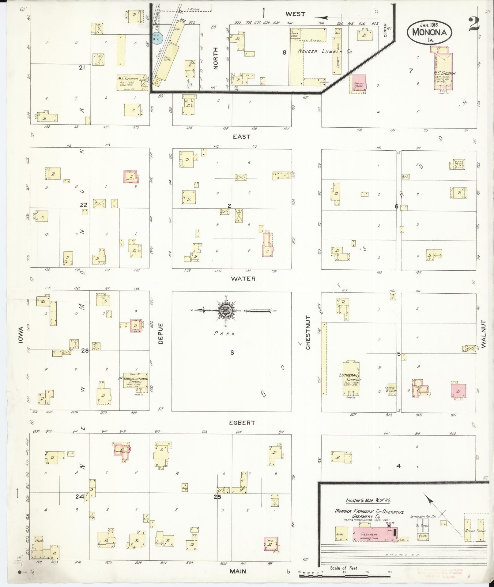 Sanborn Fire Insurance Map from Monona, Clayton County, Iowa (1913), Sheet #0002 - Historic Sanborn Fire Insurance Map Print