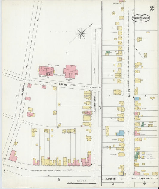 Sanborn Fire Insurance Map from Shippensburg, Cumberland And Franklin Counties, Pennsylvania (1904), Sheet #0002 - Historic Sanborn Fire Insurance Map Print, vintage old map wall art, antique decor, genealogy gift, Counties Pennsylvania map