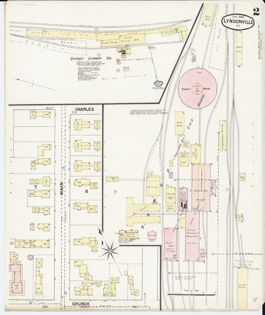 Sanborn Fire Insurance Map from Lyndonville, Caledonia County, Vermont (1889), Sheet #0002 - Historic Sanborn Fire Insurance Map Print, vintage old map wall art, antique decor, genealogy gift, Vermont Vermont map