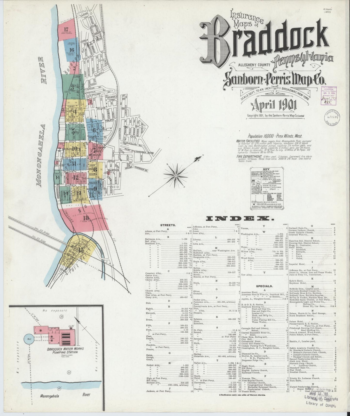 Sanborn Fire Insurance Map from Braddock, Allegheny County, Pennsylvania (1901), Sheet #0001 - Complete Map Set gallery image, historic Sanborn map, vintage wall art, Pennsylvania Pennsylvania