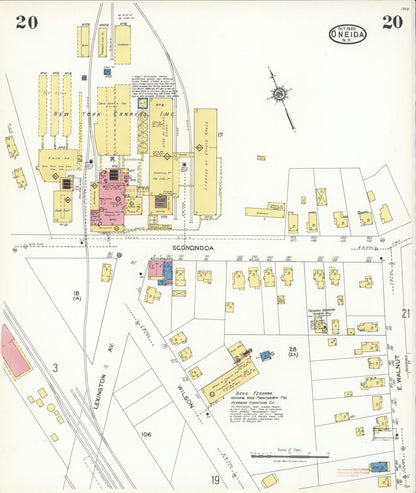 Sanborn Fire Insurance Map from Oneida, Madison County, New York (1923), Sheet #0020 - Historic Sanborn Fire Insurance Map Print, vintage old map wall art, antique decor, genealogy gift, New York New York map