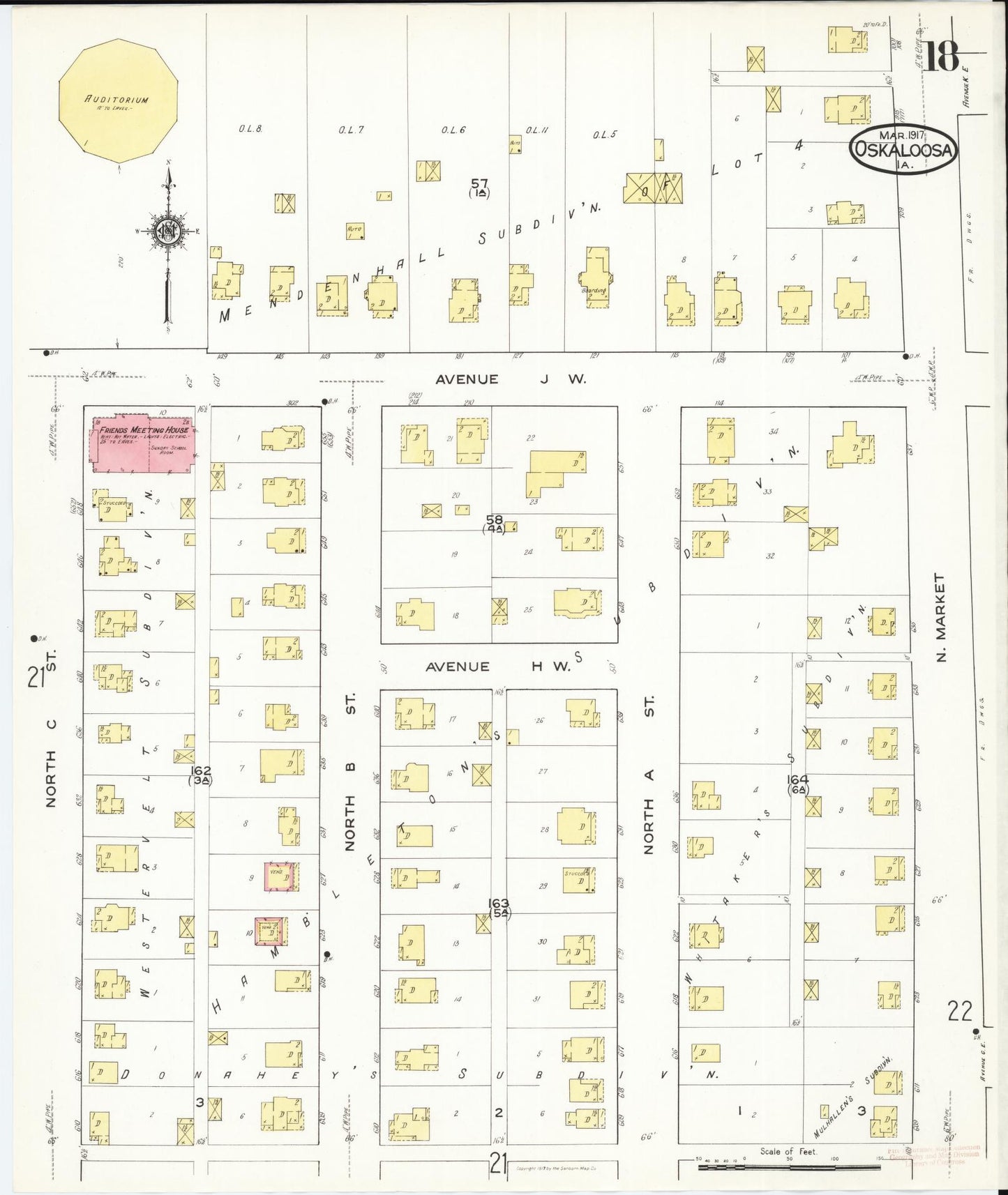 Sanborn Fire Insurance Map from Oskaloosa, Mahaska County, Iowa (1917), Sheet #0018 - Historic Sanborn Fire Insurance Map Print