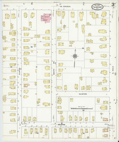 Sanborn Fire Insurance Map from Fairport, Monroe County, New York (1909), Sheet #0003 - Historic Sanborn Fire Insurance Map Print, vintage old map wall art, antique decor, genealogy gift, New York New York map