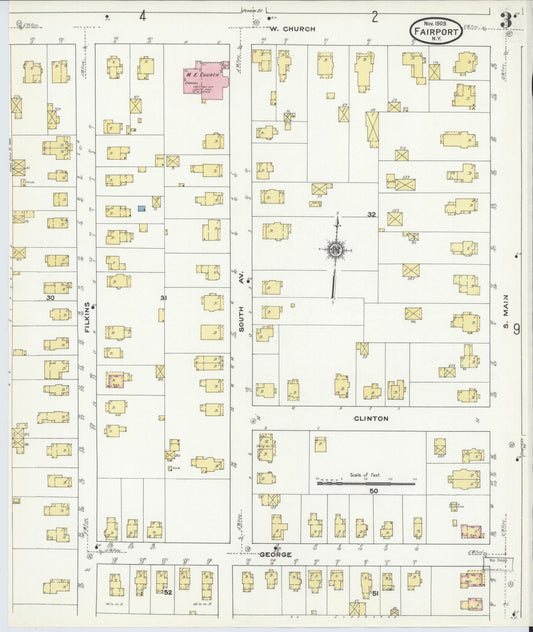 Sanborn Fire Insurance Map from Fairport, Monroe County, New York (1909), Sheet #0003 - Historic Sanborn Fire Insurance Map Print, vintage old map wall art, antique decor, genealogy gift, New York New York map