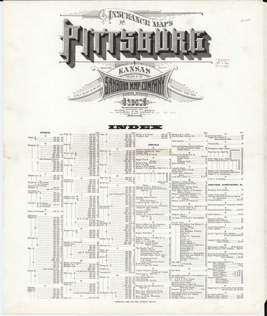 Sanborn Fire Insurance Map from Pittsburg, Crawford County, Kansas. (1913) – Historic Sanborn Fire Insurance Map Print