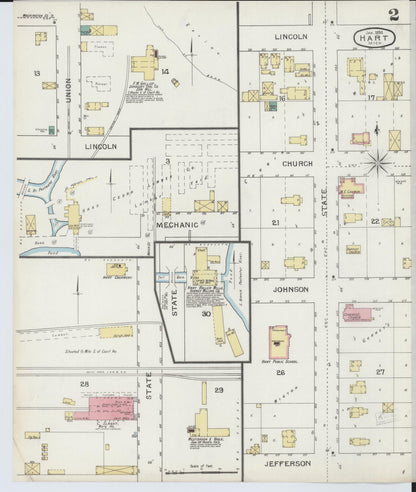 Sanborn Fire Insurance Map from Hart, Oceana County, Michigan (1894), Sheet #0002 - Complete Map Set gallery image, historic Sanborn map, vintage wall art, Michigan Michigan