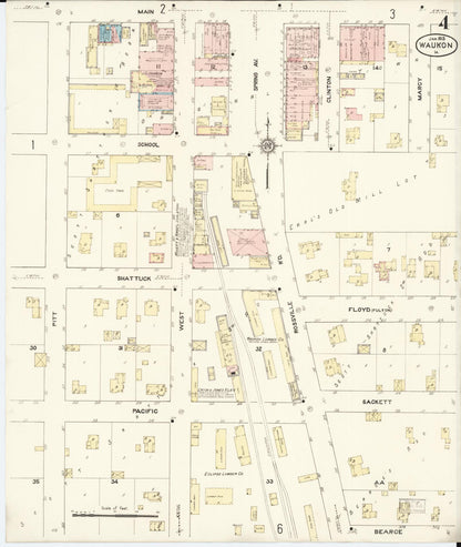 Sanborn Fire Insurance Map from Waukon, Allamakee County, Iowa (1913), Sheet #0004 - Historic Sanborn Fire Insurance Map Print, vintage old map wall art
