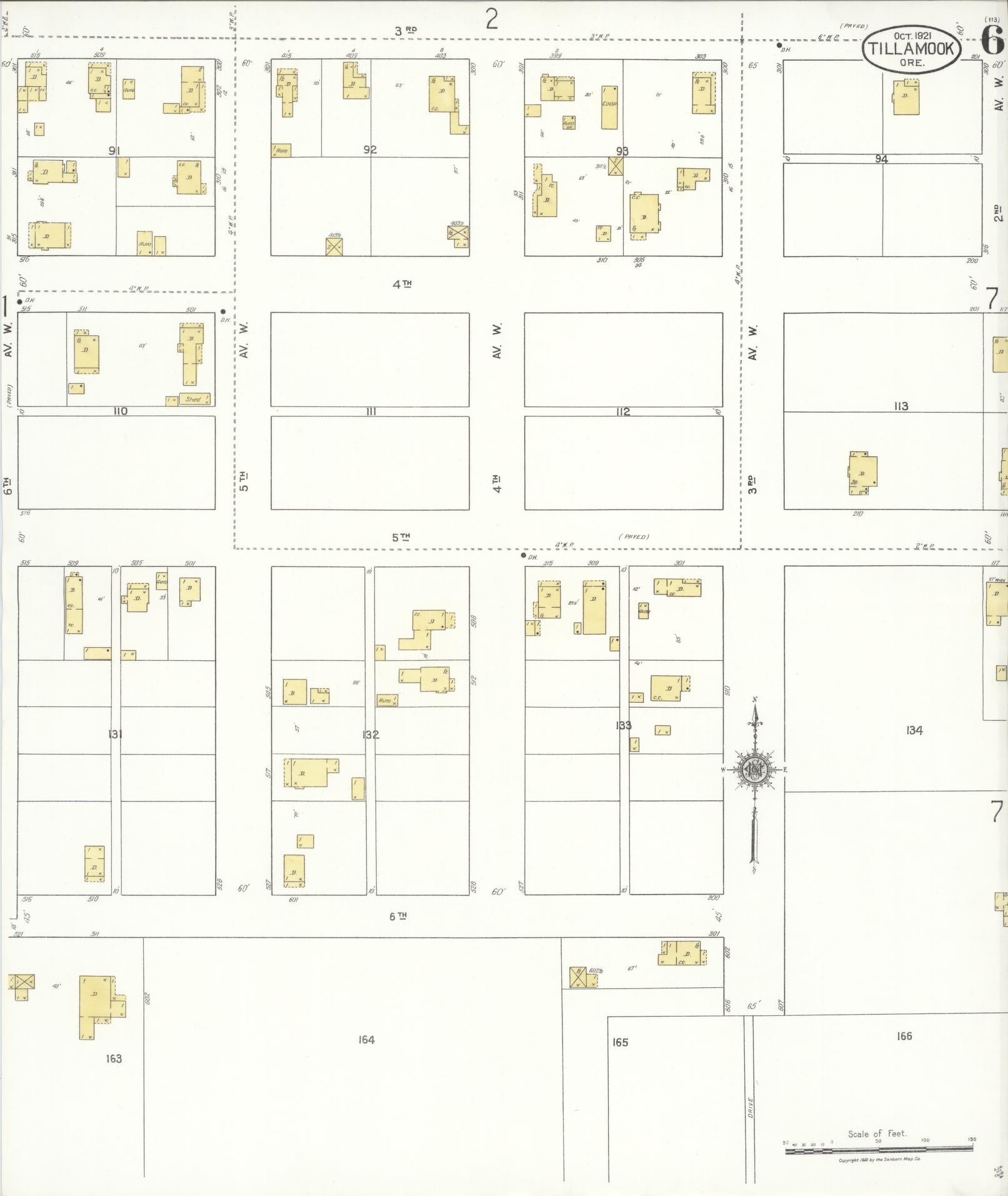 Sanborn Fire Insurance Map from Tillamook, Tillamook County, Oregon (1921), Sheet #0006 - Complete Map Set gallery image, historic Sanborn map, vintage wall art, Oregon Oregon