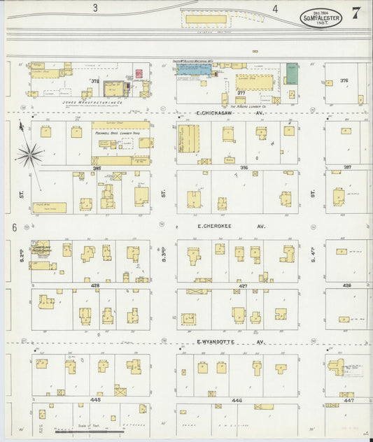 Sanborn Fire Insurance Map from South McAlester, Pittsburg County, Oklahoma (1904), Sheet #0007 - Historic Sanborn Fire Insurance Map Print, vintage old map wall art, antique decor, genealogy gift, Oklahoma Oklahoma map