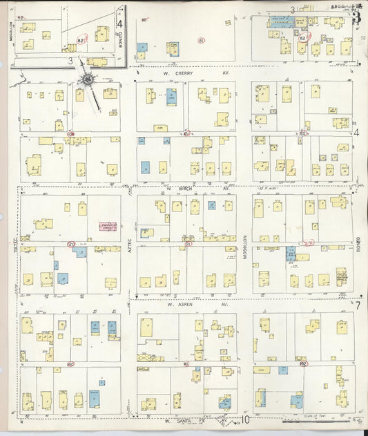 Sanborn Fire Insurance Map from Flagstaff, Coconino County, Arizona (1948), Sheet #0003 - Historic Sanborn Fire Insurance Map Print, vintage old map wall art, antique decor, genealogy gift, Arizona Arizona map