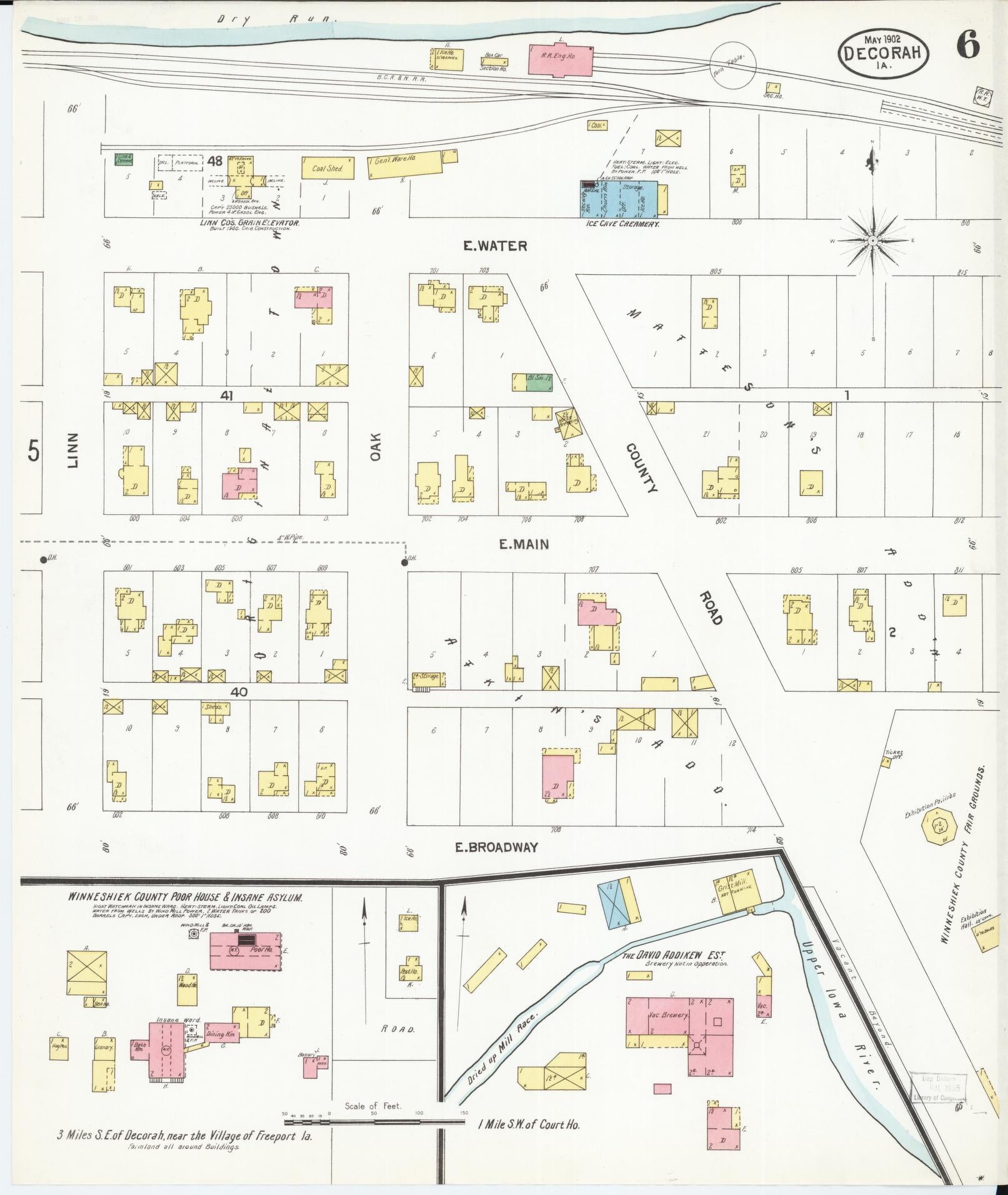 Sanborn Fire Insurance Map from Decorah, Winneshiek County, Iowa (1902), Sheet #0006 - Historic Sanborn Fire Insurance Map Print, vintage old map wall art