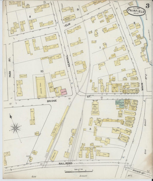 Sanborn Fire Insurance Map from Fairfield, Somerset County, Maine (1889), Sheet #0003 - Historic Sanborn Fire Insurance Map Print, vintage old map wall art, antique decor, genealogy gift, Maine Maine map