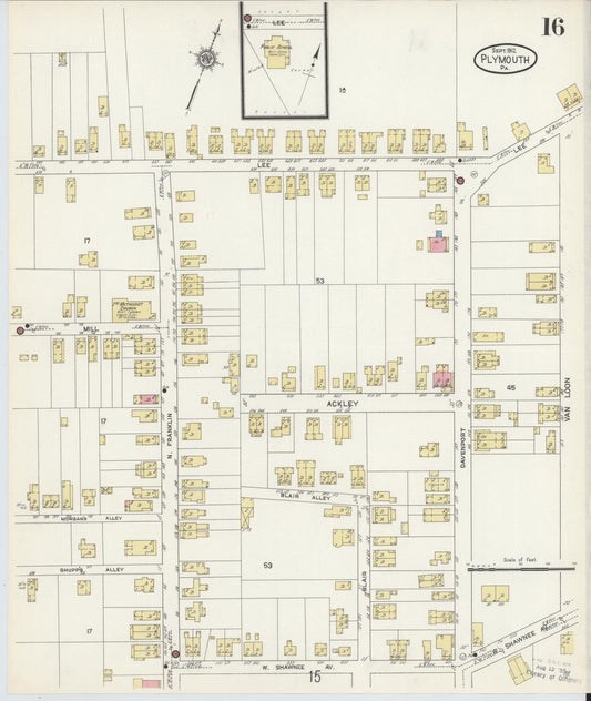 Sanborn Fire Insurance Map from Plymouth, Luzerne County, Pennsylvania (1912), Sheet #0016 - Historic Sanborn Fire Insurance Map Print, vintage old map wall art, antique decor, genealogy gift, Pennsylvania Pennsylvania map