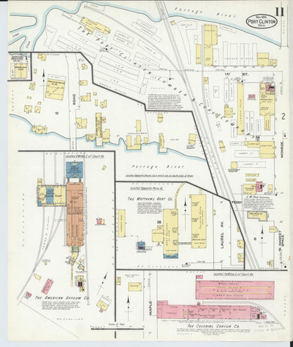 Sanborn Fire Insurance Map from Port Clinton, Ottawa County, Ohio (1910), Sheet #0011 - Historic Sanborn Fire Insurance Map Print, vintage old map wall art, antique decor, genealogy gift, Ohio Ohio map