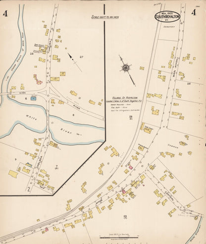 Sanborn Fire Insurance Map from South Royalton, Windsor County, Vermont (1922), Sheet #0004 - Complete Map Set gallery image, historic Sanborn map, vintage wall art, Vermont Vermont