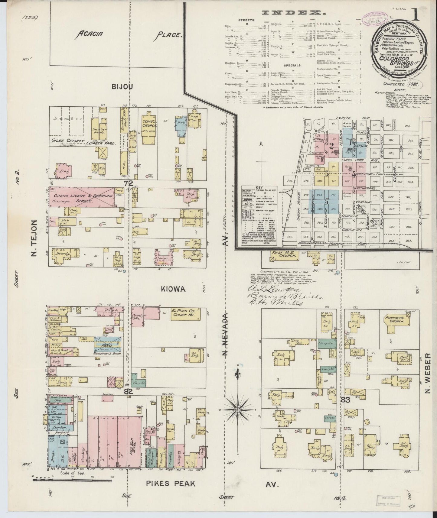 Sanborn Fire Insurance Map from Colorado Springs, El Paso County, Colorado. (1888) – Historic Sanborn Fire Insurance Map Print