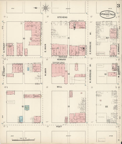 Sanborn Fire Insurance Map from Spokane, Spokane County, Washington (1890), Sheet #0003 - Complete Map Set gallery image, historic Sanborn map, vintage wall art, Washington Washington