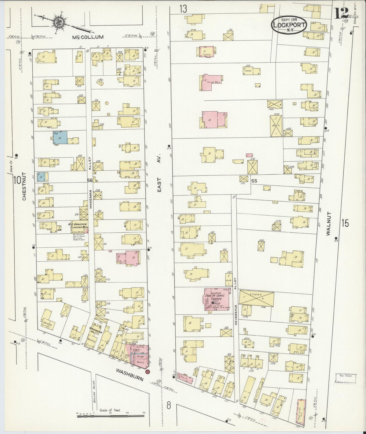 Sanborn Fire Insurance Map from Lockport, Niagara County, New York (1914), Sheet #0012 - Complete Map Set gallery image, historic Sanborn map, vintage wall art, New York New York