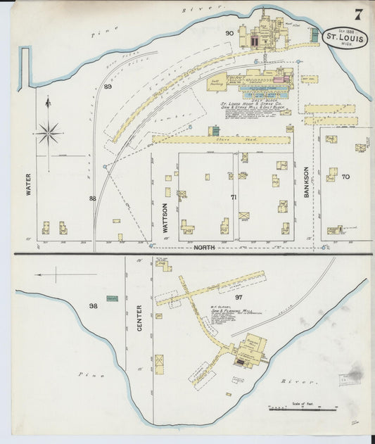 Sanborn Fire Insurance Map from Saint Louis, Gratiot County, Michigan (1888), Sheet #0007 - Historic Sanborn Fire Insurance Map Print, vintage old map wall art, antique decor, genealogy gift, Michigan Michigan map