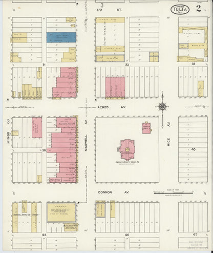 Sanborn Fire Insurance Map from Tulia, Swisher County, Texas (1921), Sheet #0002 - Historic Sanborn Fire Insurance Map Print, vintage old map wall art, antique decor, genealogy gift, Texas Texas map