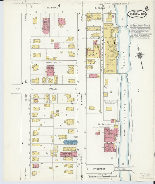 Sanborn Fire Insurance Map from Cuyahoga Falls, Summit County, Ohio (1916), Sheet #0006 - Historic Sanborn Fire Insurance Map Print, vintage old map wall art, antique decor, genealogy gift, Ohio Ohio map
