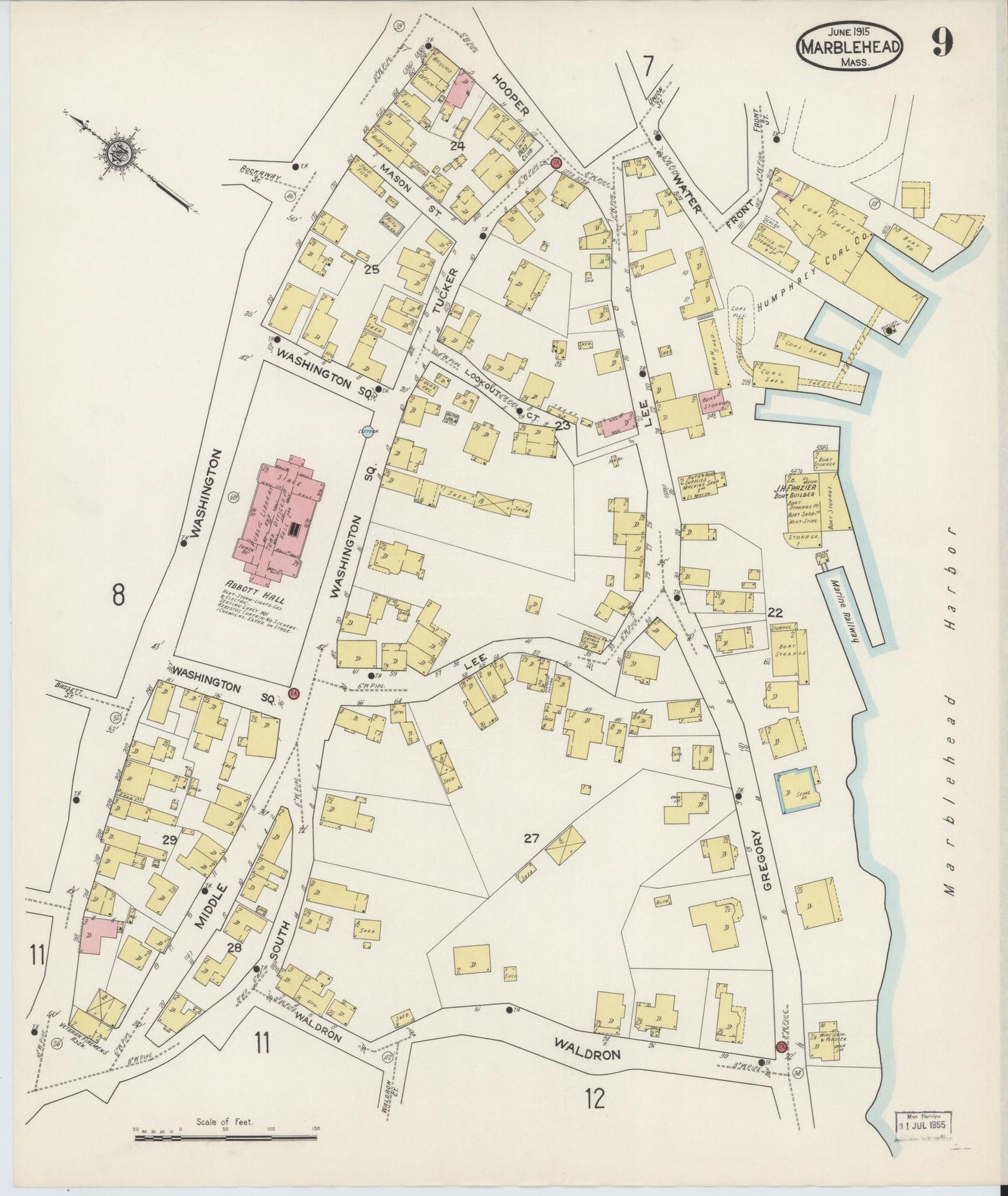 Sanborn Fire Insurance Map from Marblehead, Essex County, Massachusetts (1915), Sheet #0009 - Complete Map Set gallery image, historic Sanborn map, vintage wall art, Massachusetts Massachusetts