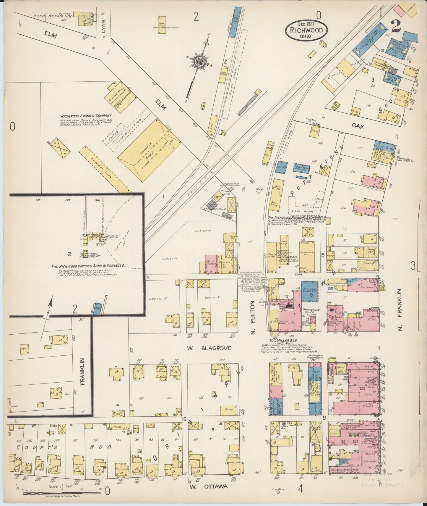 Sanborn Fire Insurance Map from Richwood, Union County, Ohio (1921), Sheet #0002 - Historic Sanborn Fire Insurance Map Print, vintage old map wall art, antique decor, genealogy gift, Ohio Ohio map