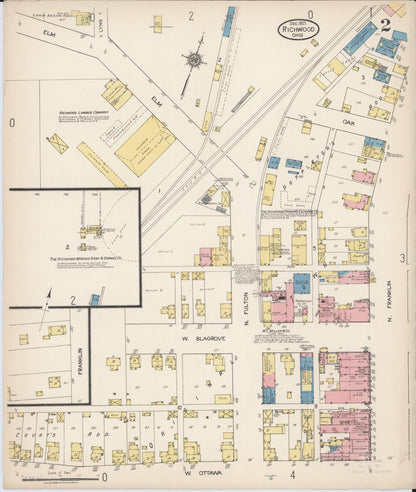 Sanborn Fire Insurance Map from Richwood, Union County, Ohio (1921), Sheet #0002 - Historic Sanborn Fire Insurance Map Print, vintage old map wall art, antique decor, genealogy gift, Ohio Ohio map