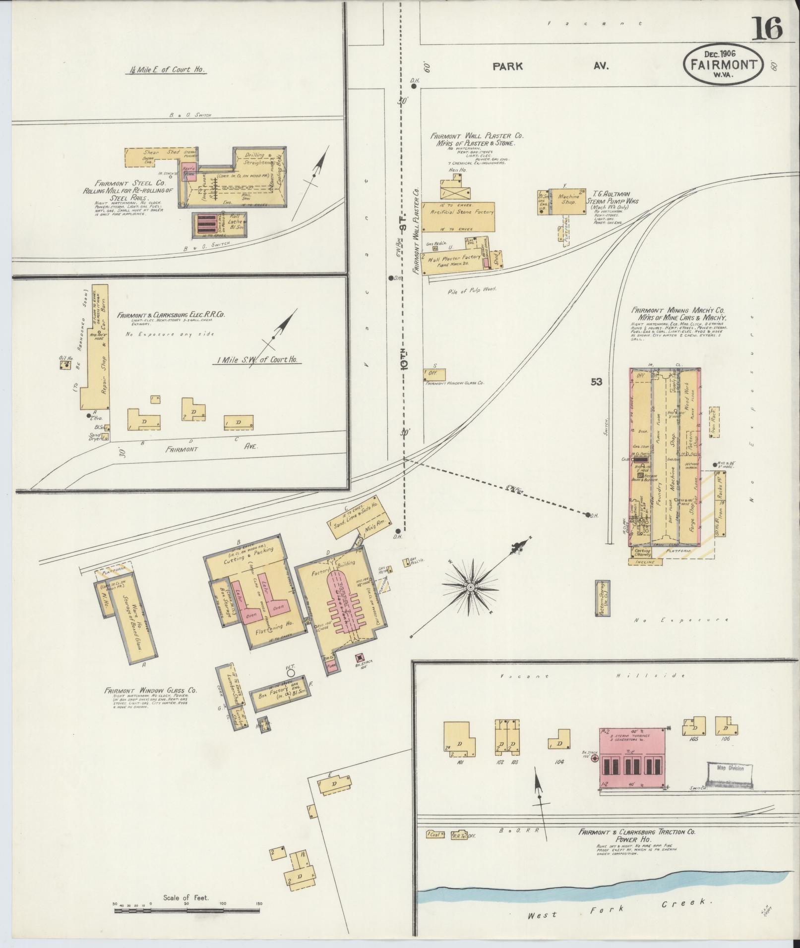 Sanborn Fire Insurance Map from Fairmont, Marion County, West Virginia (1906), Sheet #0016 - Complete Map Set gallery image, historic Sanborn map, vintage wall art, West Virginia West Virginia