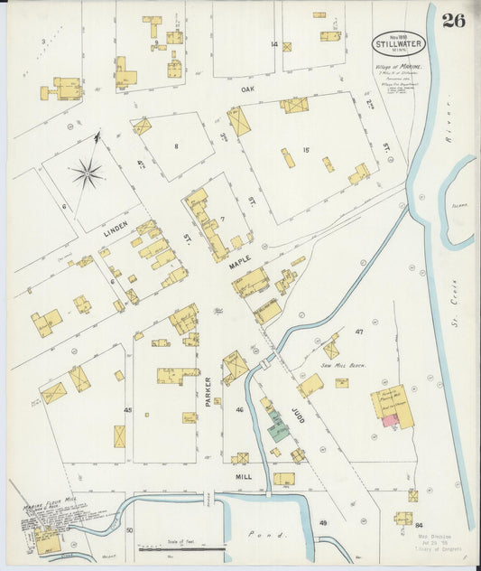 Sanborn Fire Insurance Map from Stillwater, Washington County, Minnesota (1898), Sheet #0026 - Historic Sanborn Fire Insurance Map Print, vintage old map wall art, antique decor, genealogy gift, Minnesota Minnesota map