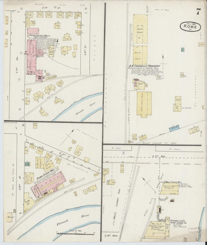 Sanborn Fire Insurance Map from Rome, Floyd County, Georgia (1888), Sheet #0007 - Complete Map Set gallery image, historic Sanborn map, vintage wall art, Georgia Georgia