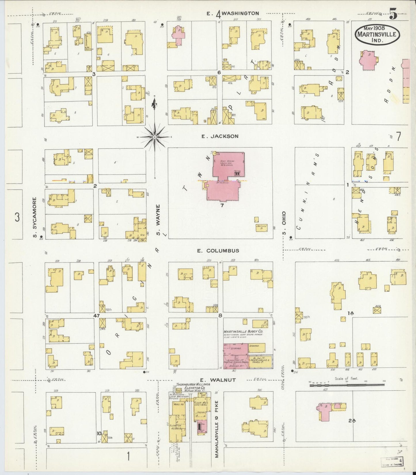 Sanborn Fire Insurance Map from Martinsville, Morgan County, Indiana (1908), Sheet #0005 - Complete Map Set gallery image, historic Sanborn map, vintage wall art, Indiana Indiana