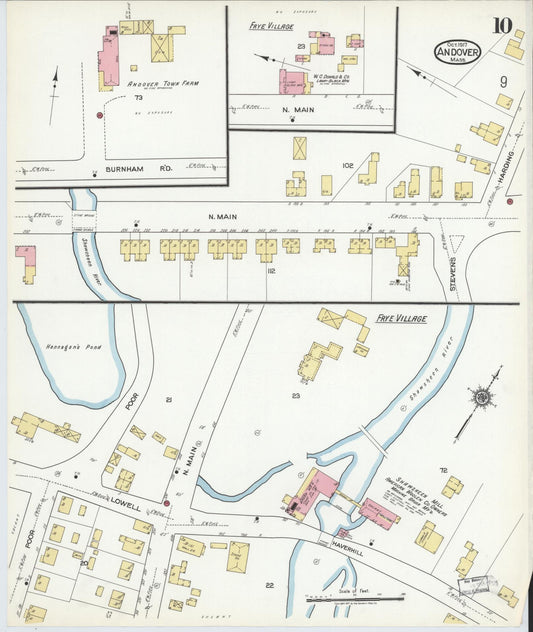 Sanborn Fire Insurance Map from Andover, Essex County, Massachusetts (1917), Sheet #0010 - Historic Sanborn Fire Insurance Map Print, vintage old map wall art, antique decor, genealogy gift, Massachusetts Massachusetts map