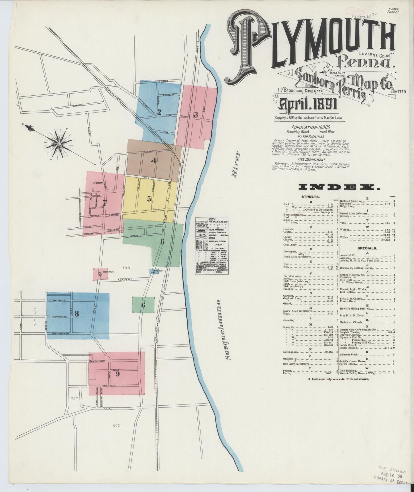 Sanborn Fire Insurance Map from Plymouth, Luzerne County, Pennsylvania (1891), Sheet #0001 - Complete Map Set gallery image, historic Sanborn map, vintage wall art, Pennsylvania Pennsylvania