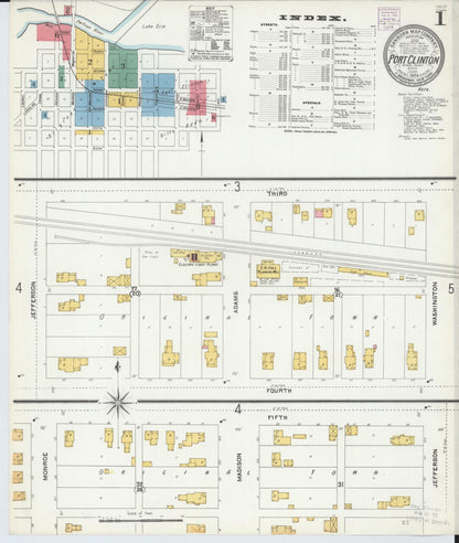 Sanborn Fire Insurance Map from Port Clinton, Ottawa County, Ohio (1904), Sheet #0001 - Historic Sanborn Fire Insurance Map Print, vintage old map wall art, antique decor, genealogy gift, Ohio Ohio map