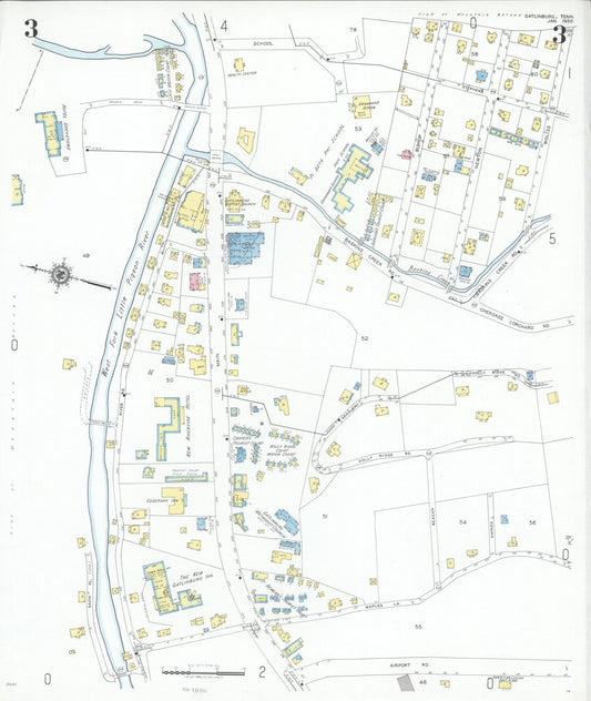 Sanborn Fire Insurance Map from Gatlinburg, Sevier County, Tennessee (1950), Sheet #0003 - Historic Sanborn Fire Insurance Map Print, vintage old map wall art, antique decor, genealogy gift, Tennessee Tennessee map